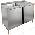 Стол производственный с распашными дверцами и моечной ванной HICOLD НСЗ1М-9/7БЛ