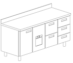 Стол холодильный БСВ TRS 2D22 - 6 выдвижных ящиков + ящик над моноблоком, без борта