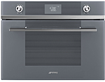 Печь микроволновая SMEG HOME SF4102MS, компактная, 60 см, высота 45 см, 4 функций, серебристое стекло Stopsol.