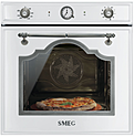 Шкаф духовой многофункциональный  SMEG HOME SFP750BSPZ с функцией пиролиза и функцией пицца, 60 см, 10 функций, белый, фурнитура состаренное