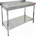 Стол производственный пристенный с бортом и полкой HICOLD НСО-12/7БП