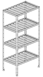 Стеллаж эконом разборный на уголке БСВ СТЭ 900х600х1800 мм, 4 полки, решетчатый(-ая)