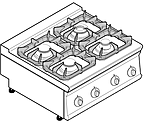 Плита газовая четырехконфорочная TECNOINOX PCG8G7 настольная, 713003
