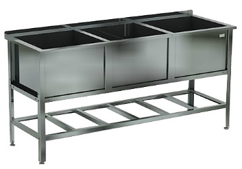 Ванна трёхсекционная КОБОР ВМСБ/3-185/70/430 (каркас труба, глубина ёмк 450мм, полка решетка, 2 отверстия под смес, борт 200мм)