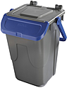 Контейнер для мусора MOBIL PLASTIC ECOLOGY 35л, серый, с синей крышкой и ручкой, 11/35GRB-BLB