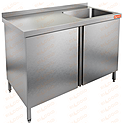 Стол нержавеющий с распашными дверцами и моечной ванной HICOLD НСЗ1М-10/6БП