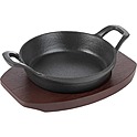 Сковорода для фахитос PROHOTEL «Эмбер Каст Мэтт» чугун,дерево D=160/127,H=47мм черный,тем.дерево, 12135-16B
