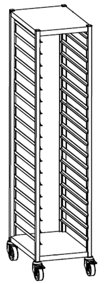 Тележка-шпилька для подносов АЛТЭК Шп/К 15ПД 350х450, высота 1700 мм, закрыта с трех сторон