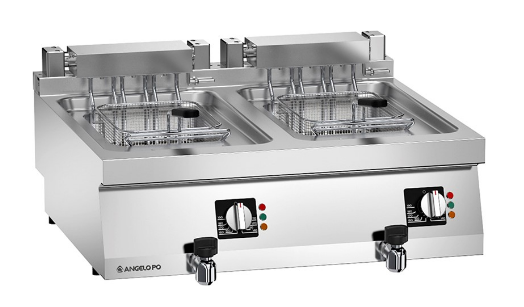 <b>Фритюрница</b> электрическая ANGELO PO 1S0FR4E с двумя ваннами 11+11 л