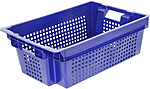 Ящик ТАРА.РУ 600х400х200 1,5 кг, дно сплошное, стенки перфорированные, синий, 102-1