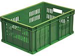 Ящик ТАРА.РУ 600х400х250 дно сплошное, перфорированный, зелёный, 201-1