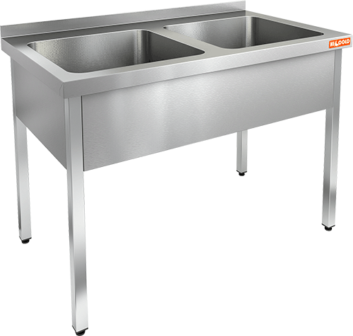Ванна моечная двухсекционная HICOLD НСО2М-12/6Б с бортом (50мм)