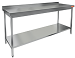 Стол производственный пристенный с бортом и полкой HICOLD НСО-20/7БП