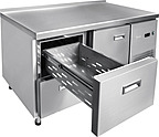 Стол холодильный среднетемпературный ABAT СХС-70-01 неохлаждаемая столешница с бортом (ящики 1/2, ящики 1/2)