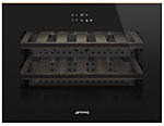Шкаф винный встраиваемый SMEG HOME CVI618LWNR2, 45 см, петли слева, черное стекло