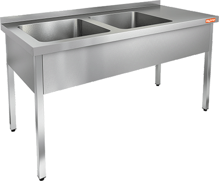 Ванна моечная цельнотянутая двухсекционная мойки слева HICOLD НСО2М-15/6БЛ