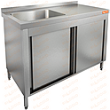 Стол производственный закрытый купе с моечной ванной HICOLD НСЗК1М-11/6БЛ