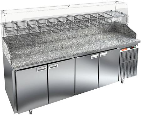 Стол холодильный для пиццы HICOLD PZ3-1111/GN + колеса