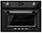 Шкаф духовой комбинированный SMEG HOME SF4920MCN1 с микроволновой печью, черный, высота 45 см