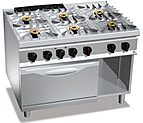 Плита газовая шестиконфорочная BERTO'S SG9F6PS+FE с электрическим духовым шкафом, 13719000