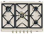 Панель варочная газовая  SMEG HOME SRV876AVOGH2, 70 см, цвет овес, фурнитура латунная