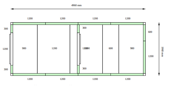 Камера холодильная POLAIR КХН - 22.12 (1960 X 4960 X 2720) 80 мм