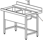Стол входной с правым креплением АЛТЭК С М2Ц 14/6,5/8,7 с левым креплением, полка, мойки 500х400х300