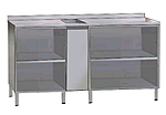 Стол шкаф открытый GASTROLUX СБ-12.88О/S/ВМО32/СМ/НЦМ/01-90, с бортом, средняя полка, мойка справа 400х400, цоколь