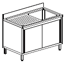 Ванна моечная с правой мойкой и рабочей поверхностью TECNOSTEEL LA1GS 120-70, 26120162