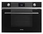 Шкаф духовой комбинированный SMEG HOME SF4102MCN с микроволновой печью,60 см, высота 45 см, 14 функций, черное стекло