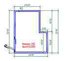 Камера морозильная ПРОФХОЛОД с внутренним объемом 14,8 м3, и габаритами (Д х Ш х В) 3310х2610х2200 мм