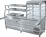 Прилавок-витрина холодильный мармитный универсальный ABAT ПВХМ-70КМУ нержавеющая сталь, витрина справа (2275 мм), 21000802008