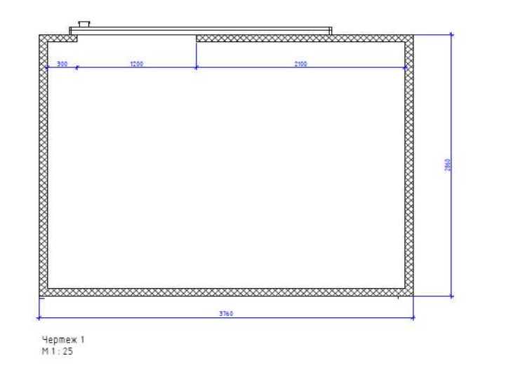 Камера профильная СЕВЕР 0,08 КХ-022 (2,86*3,76*2,38) без пола, СТ-ОД 800*1860/80/Лв/БП, откатная дверь
