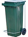 Контейнер мусорный ТАРА.РУ 120 литров, зеленый, МКТ 120, с П-образным c педальным приводом