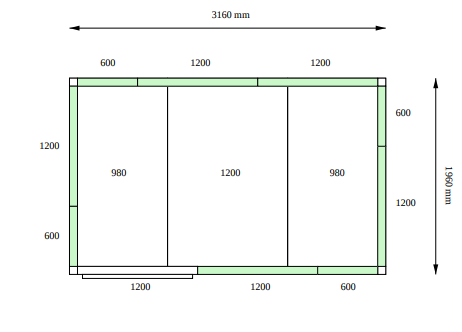 Камера холодильная POLAIR КХН- 9.94 (1960 X 3160 X 2000)