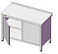 Стол производственный закрытый SIMECO Бизнес СЗE1207БР 1200х700х850 борт, с двумя распашными дверями