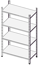 Стеллаж на стойках трубах SIMECO 1200х500х1600 сплошные полки