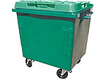Контейнер мусорный ТАРА.РУ металл 1100л. на колёсах, зелёный, КТБО-1,1