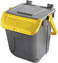 Контейнер для мусора MOBIL PLASTIC ECOLOGY 25л, серый, с желтой крышкой и ручкой, 11/25GRB-GIA