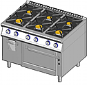 Плита газовая шестиконфорочная GICO 8CG9N162FA с газовым духовым шкафом и подставкой