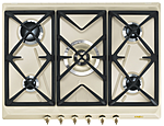 Панель варочная газовая  SMEG HOME SRV876POGH, 70 см, кремовый, фурнитура латунная