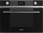 Шкаф духовой комбинированный SMEG HOME SF4102VCN  с пароваркой,60 см, высота 45 см, 14 функций, черное стекло